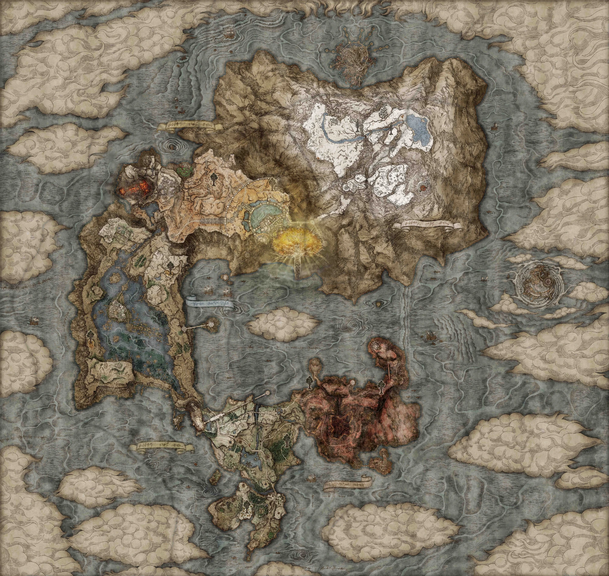 The world map of the Lands Between in Elden Ring